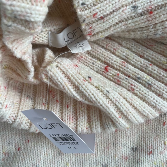 Ann Taylor Loft Flecked Pull over Cream Base Turtleneck Poncho Size M/L NWT - Picture 11 of 12